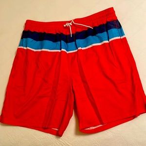 RED WHITE AND BLUE MENS SWIM TRUNKS